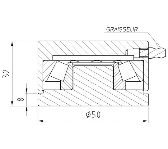 Crapaudine avec roulement